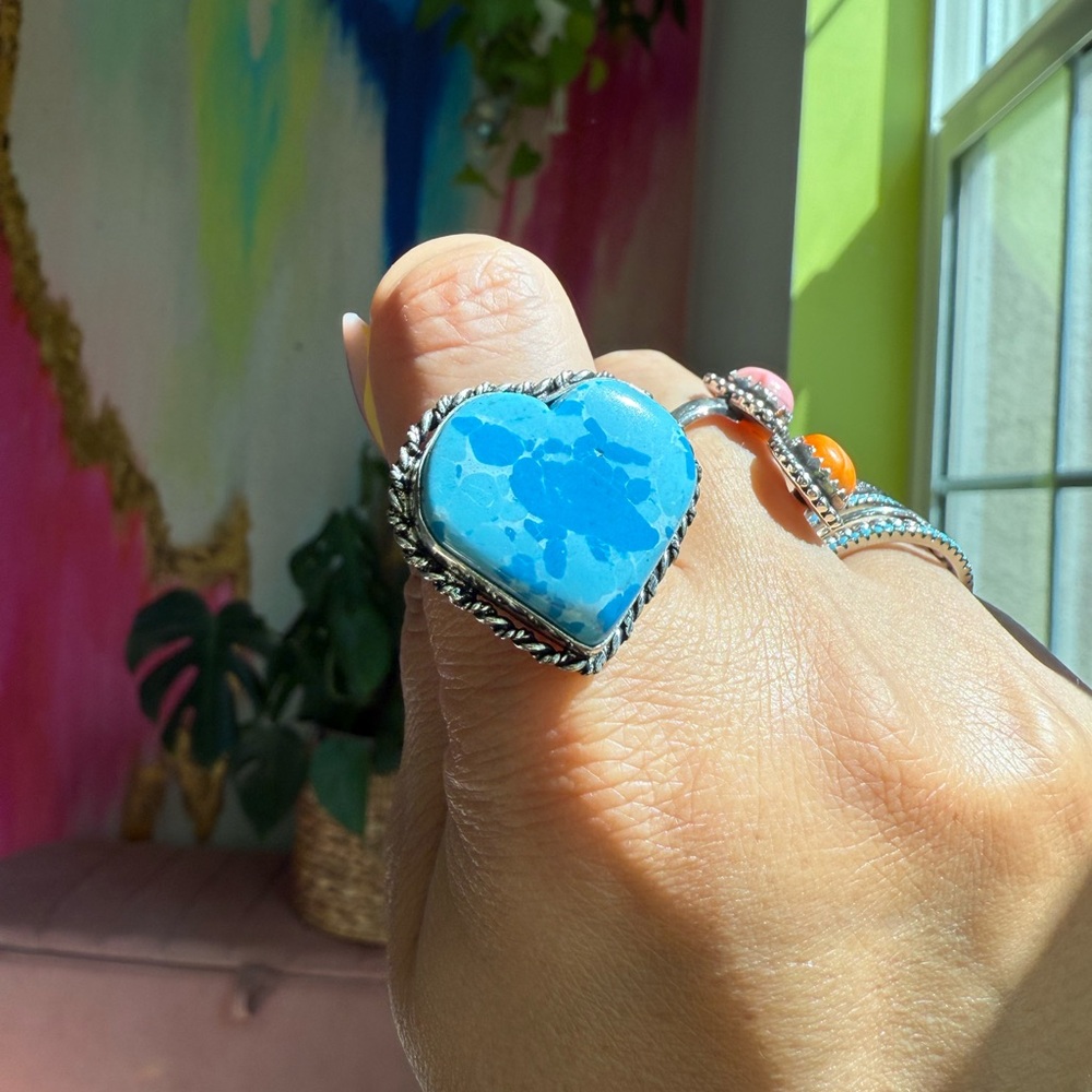 Blue Gemstone Heart Ring size 9 | K
